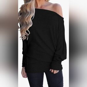 Lacozy Women's Off Shoulder Long Sleeve Oversized Pullover Size 2x
